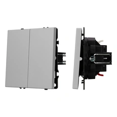 Изображение Выключатель проходной 2-клавишный Arlight NOBE, никель soft-touch 059423(1)